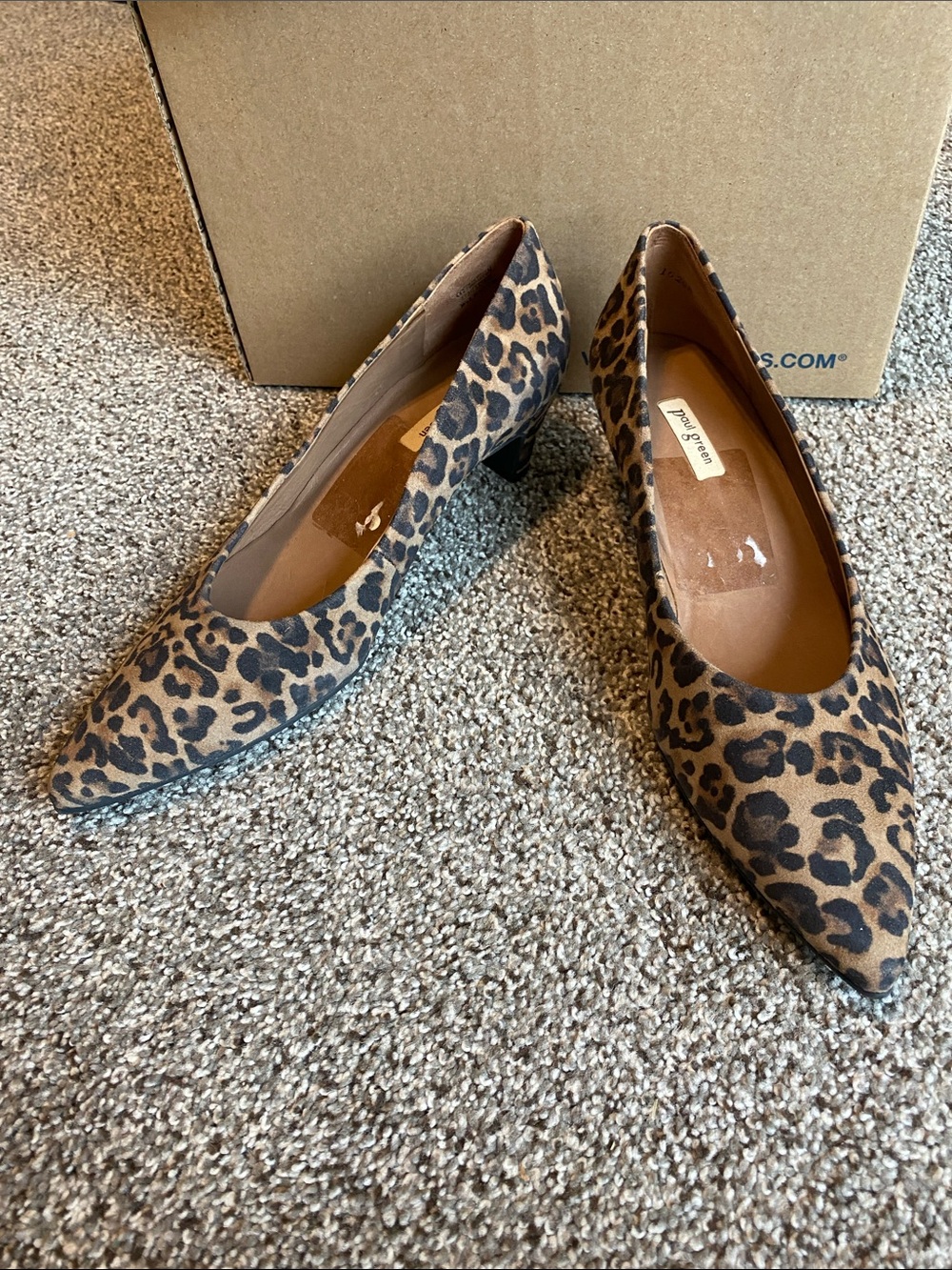 Paul Green Leopard Print Pointed Toe Low Heels